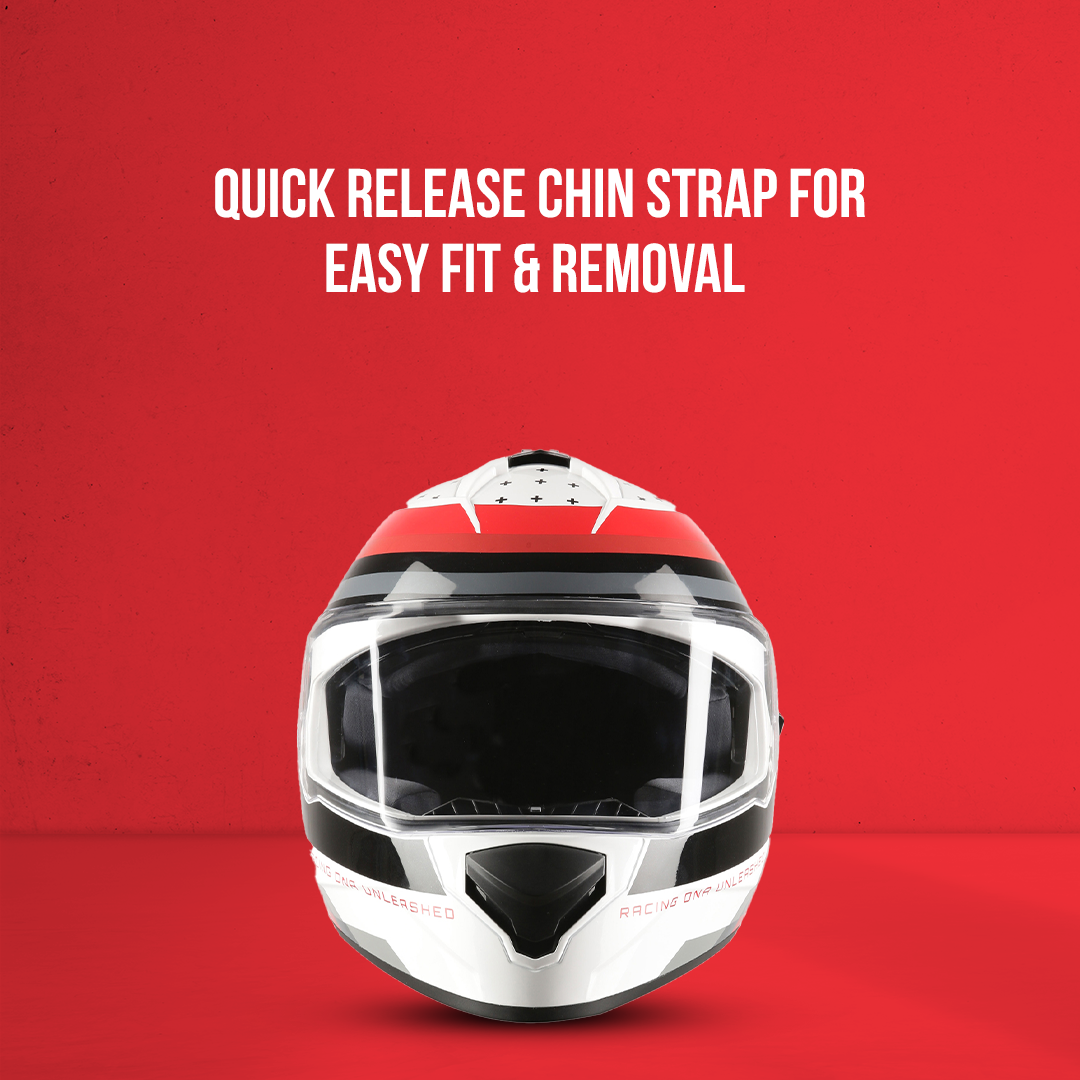 TVS Racing Phantom Series Full Face Dual Visor Helmet for Men | Premium Bike Helmets with ABS Shell, UV Paint | Quick Release System | Aerodynamic Design | DOT & ISI Certified (Black V1)